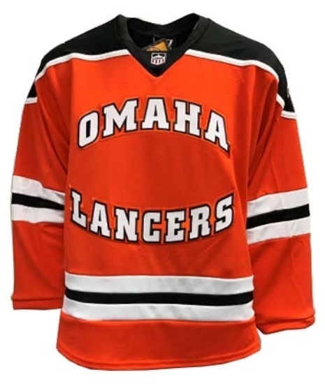 Omaha Lancers Hockey Jersey Signed Autographs Orange Youth Size 38