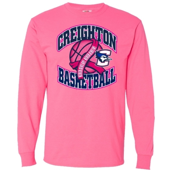 Lawlor's Custom Sportswear | Creighton Basketball Pink Out Long Sleeve ...