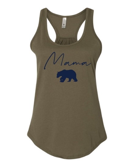 Picture of Mama Bear Ladies Gathered Back Racerback Tank