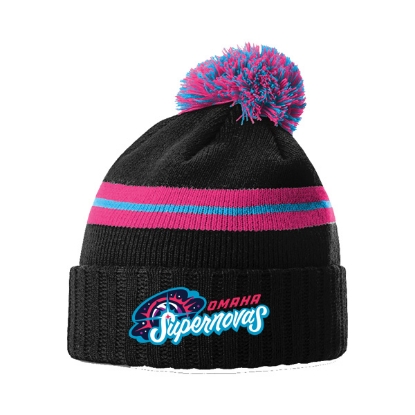 Picture of Supernovas Striped Beanie with Pom