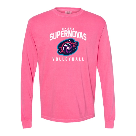 Picture of Supernovas Unisex Garment-Dyed Heavyweight Long Sleeve Shirt - Crunchberry (SN-003)